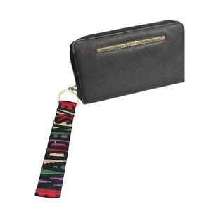 Beautiful Steve Madden Bzip-web rainbow Logo Zip Around Wristlet Black